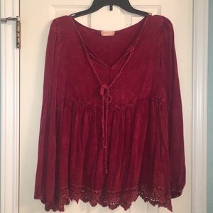 Altar’d State Maroon Long sleeve blouse
